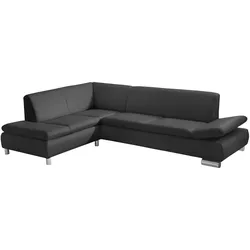 ECKSOFA mit Ottomane links Kaye Bezug Kunstleder Metallfuß verchromt / schwarz