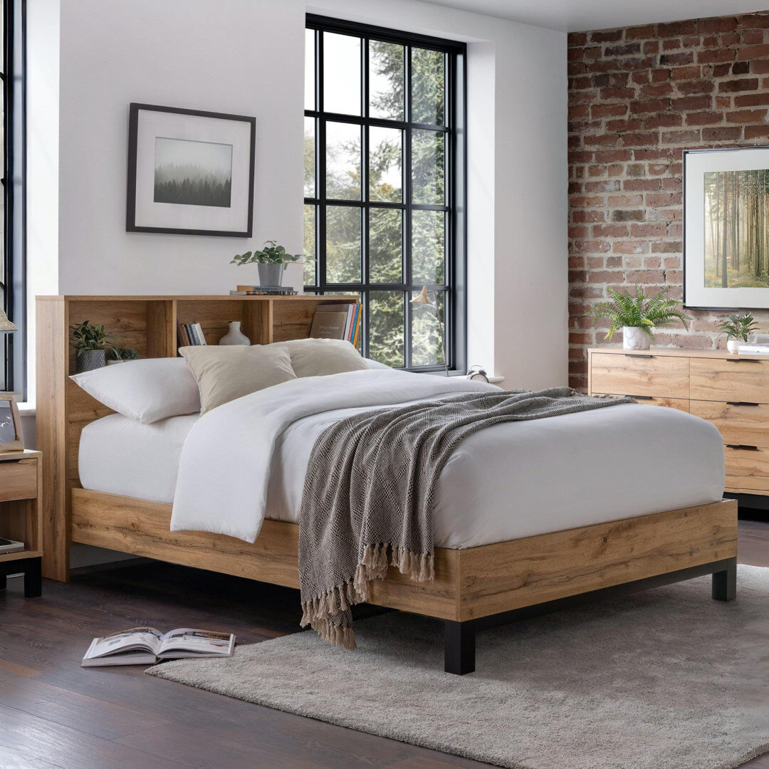 Wade Logan Yonkers Storage Bed Oak Double (4'6)