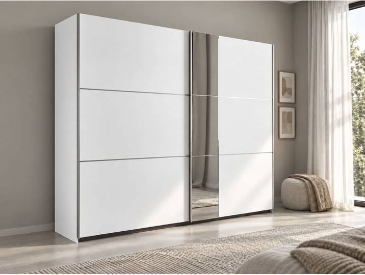 Kleiderschrank GOODPRODUCT Mehrzweckschrank Aktenschrank Möbel Schlafzimmer Mietswohnung ASTANA , alpinweiß, B:261cm H:210cm T:59cm, Holzwerkstoff, Schränke, Kleiderschrank, Weiss mit Spiegel, 261 cm breit MADE IN GERMANY