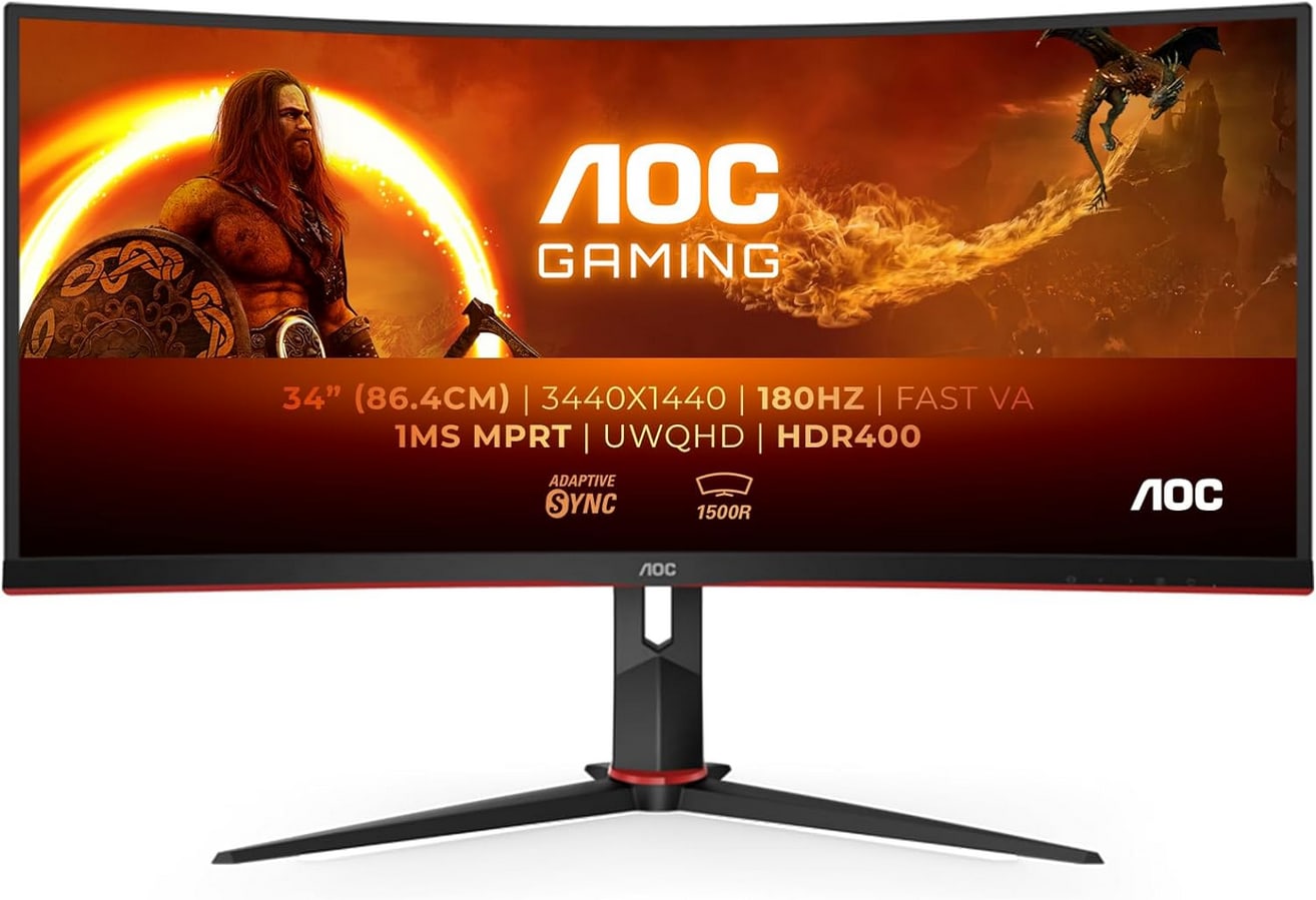 AOC CU34G2XP 34 Zoll UWQHD Curved VA LED 21:9 180 Hz Gaming Monitor CU34G2XP/BK