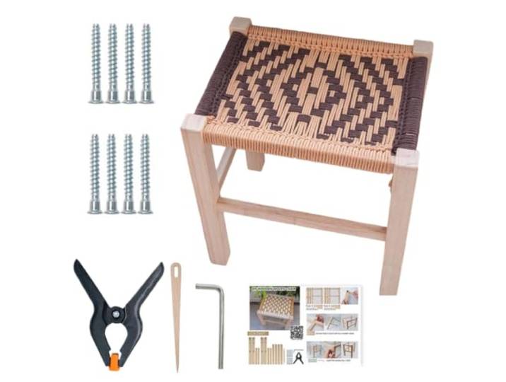 CHAOHAOKE Holz-DIY-Hocker-Rahmen-Bausatz, Anfängerfreundlich, Multifunktional als Tritthocker, Bett- & Türhocker für Holzbearbeitung, Weben, Workshops, Zuhause & Kunstkurse