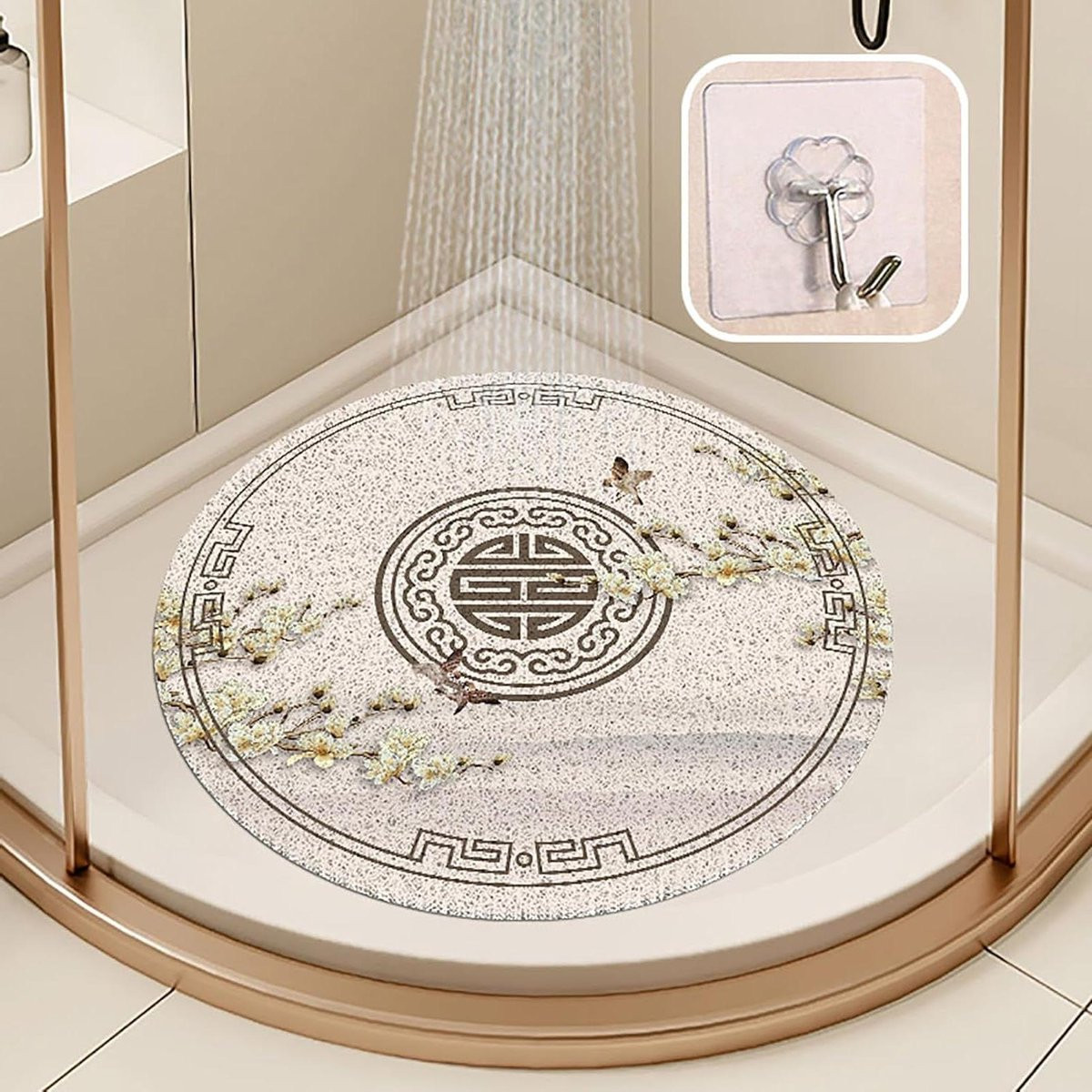 Grijs Ronde Antislip Douchemat - 75 x 75 cm