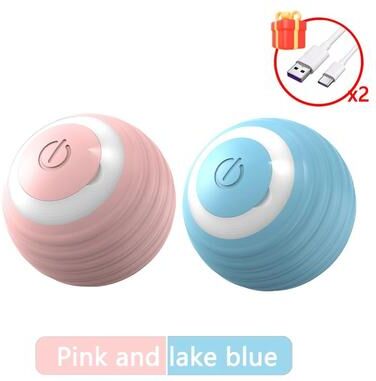 Inspire Curations BounceMate Active Play Ball Smart Dog Toy Ball & Interactive Rolling Toy For Dogs And Cats pink And Lake Blue