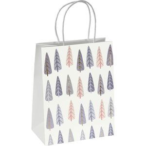 Sigel Geschenktüte GT122, Pine Trees, Geschenktasche, 18 x 23cm, weiß, 5 Stück