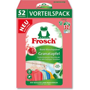 Frosch Waschmittel Granatapfel Bunt-Waschmittel, Pulver, ökologisch, 3,43 kg, Waschladungen 52