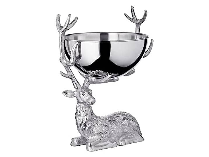 EDZARD Flaschenkühler Hirsch (groß) aus Aluminium - Champagner Kühler, Sektkühler - Getränkekühler für 3 Flaschen - Schale für Wein, Sekt & Eiswürfel - Weinkühler