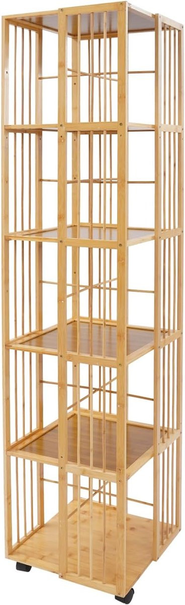 Draaibare Boekenkast met 6 Traps Rotatie - Log Color - Hoogte: 162 cm