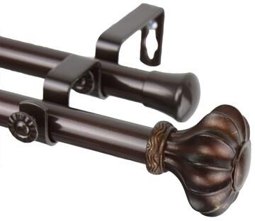 InStyleDesign Amor Adjustable Cocoa Double Curtain Rod Set