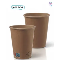 Kaffeebecher Natural Braun, 1.000 Stk, aus natürlichem Papier, FSC®-zertifiziert, verschiedene Größen, 0,20l, 0,30l, 0,40l