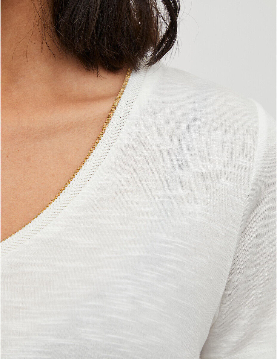 VILA T-shirt en jersey, col effet brillant