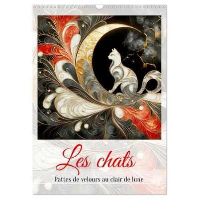 Les chats - Pattes de velours au clair de lune (Calendrier mural 2026 DIN A3 horizontal), CALVENDO calendrier mensuel