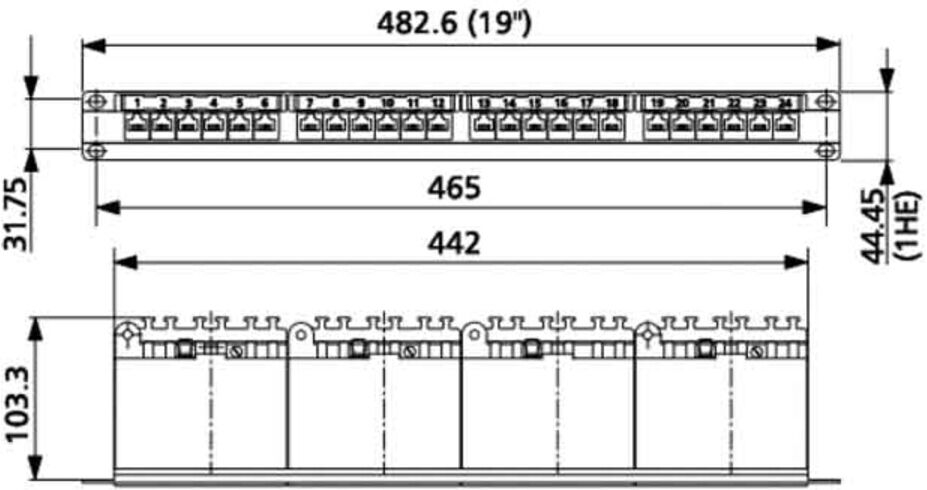 BTR NETCOM 24-Port Panel E-DAT C6A 1HE modular Alu TN EDATC6A-MP24-mod ; Metz Connect (130856C-E-90)
