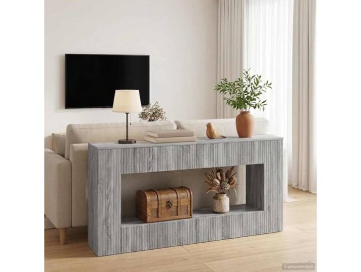 ZXQVLMRS Konsolentisch, Flurtisch aus Holzwerkstoff, Graues Sonoma Mit Schubladen & Ablagen, Schlankes Design, Vielseitig einsetzbar