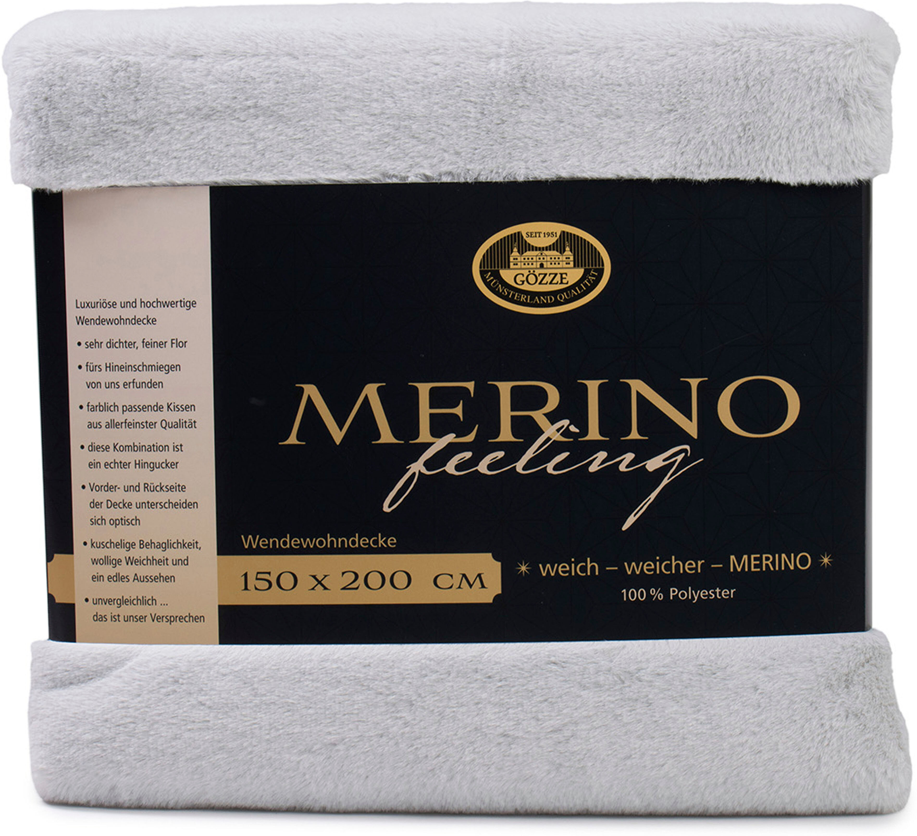 Wohndecke GÖZZE "Merino, kuschelig und weich", silber (silberfarben), B:150cm L:200cm, Polyester, Wohndecken, Wohndecke, kuschelig weich silberfarben B/L: 150cm x 200cm