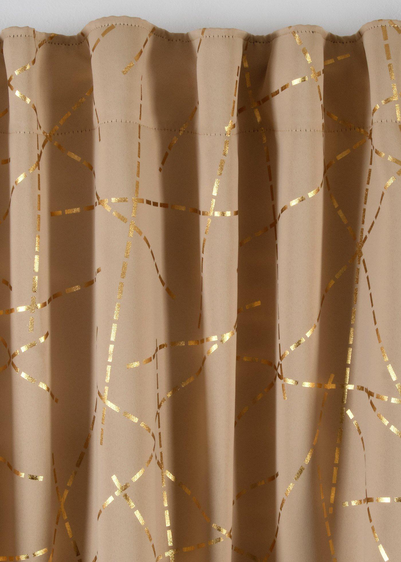 bonprix Abdunkelnder Vorhang mit Glanz auch in extralang (1er Pack), beige, Gr.300x135 cm, Eleganter Vorhang zum abdunkeln