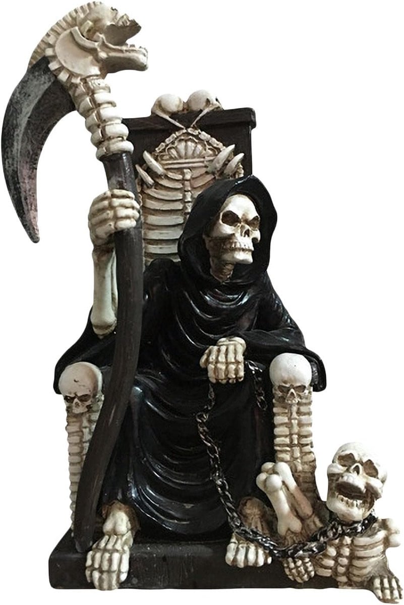 Grim Reaper Skelet Ornament - Zwart Gothic Decoratie voor op Tafel