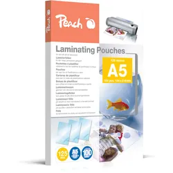 Peach Laminierfolie A5 | 125 mic | 100 St. | glänzend | Premiumqualität für beste Laminierergebnisse | kompatibel mit Geräten aller Markenhersteller | PP525-03
