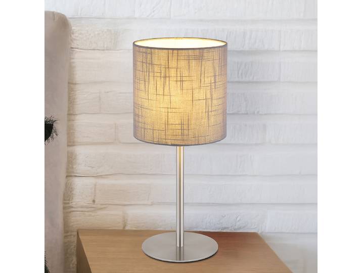 Tischleuchte Ø 18cm Grau/Grau Flachgewebe LED E27