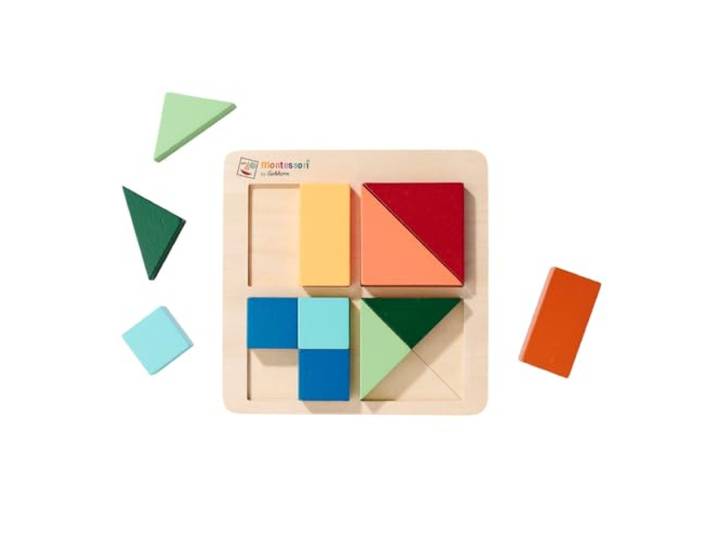Eichhorn – Montessori – Formenpuzzle mit 12 verschiedenen Formen und Farben, befülle alle Quadrate, 18x18 cm groß, aus 100% FSC zertifiziertem Birken- & Lindensperrholz, ab 2 Jahren