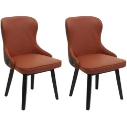 Décoshop26 - Set aus 2 gepolsterten Esszimmerstühlen in terrakottafarbenem Stoff mit braunen Kunststoff- und Holzverzierungen 04_0007385 04_0007385