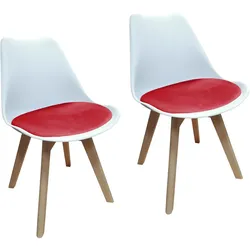 HTI-Living Stuhl Atlanta Weiß, Velvet Rot