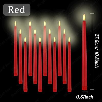 Uplifted Finds 12 To 108 Pcs Flameless LED Taper Candles Flickering Electric Faux Candlesticks For Wedding Church Decor red 72pcs
