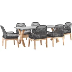 GARTENMÖBEL-SET 6-Sitzer Faserzement schwarz/grau Olbia