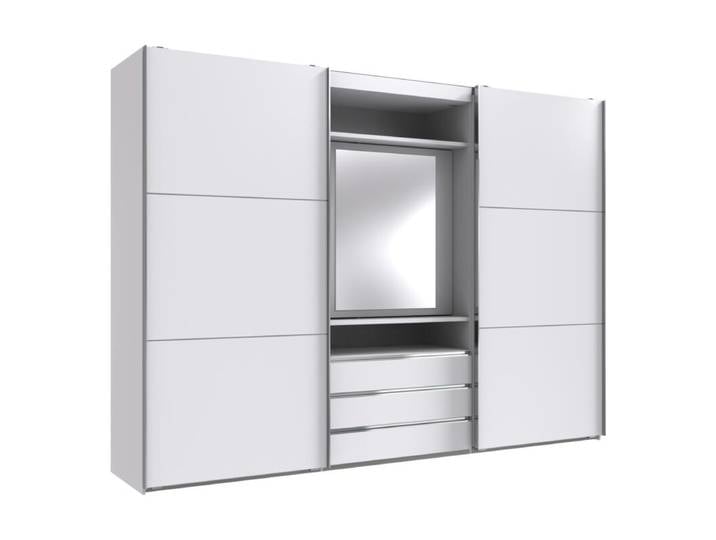 Wimex Magic Schwebetürenschrank mit drehbarem Spiegelelement - Dekor weiß, Spiegelglas - 216 Modern, Zeitlos