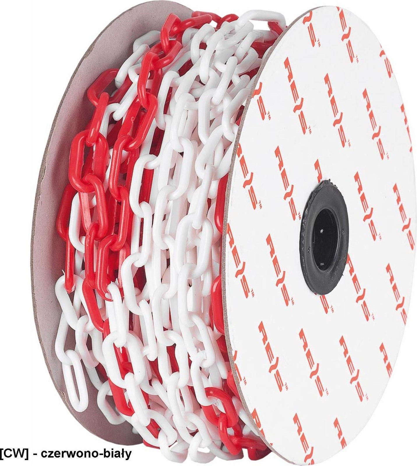 R.E.I.S. TRAFFIC-CHAIN_6 Polyethyleen ketting wit-rood - 25 meter