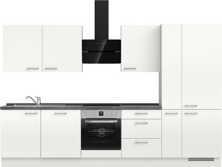 nobilia® Küchenzeile Laser II , NEU: individuell anpassbar mit gratis Profi-Beratung, vormontiert, 330 cm breit, optional mit verschiedenen E‑Geräte-Sets