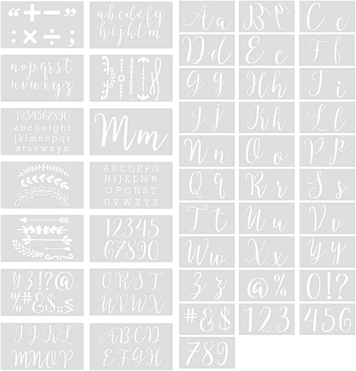 45-delige Cijfer- en Letter Sjabloon Set voor Schilderen en Decoratie