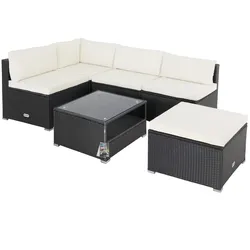 CASARIA® Polyrattan Lounge Set Melbourne schwarz/creme