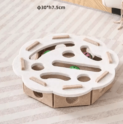 Inspire Curations ScratchPlay Sisal Cat Scratching Post Interactive Indoor Scratcher & Exercise Toy For Cats flower White