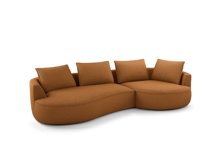 Bigsofa Braun/Karamell Bouclé Stoff Ronka 322 x 82 x 154cm Ausrichtung rechts Glamour