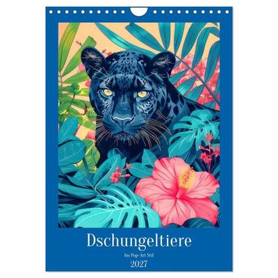 Dschungeltiere im Pop-Art Stil (Wandkalender 2027 DIN A4 hoch), CALVENDO Monatskalender