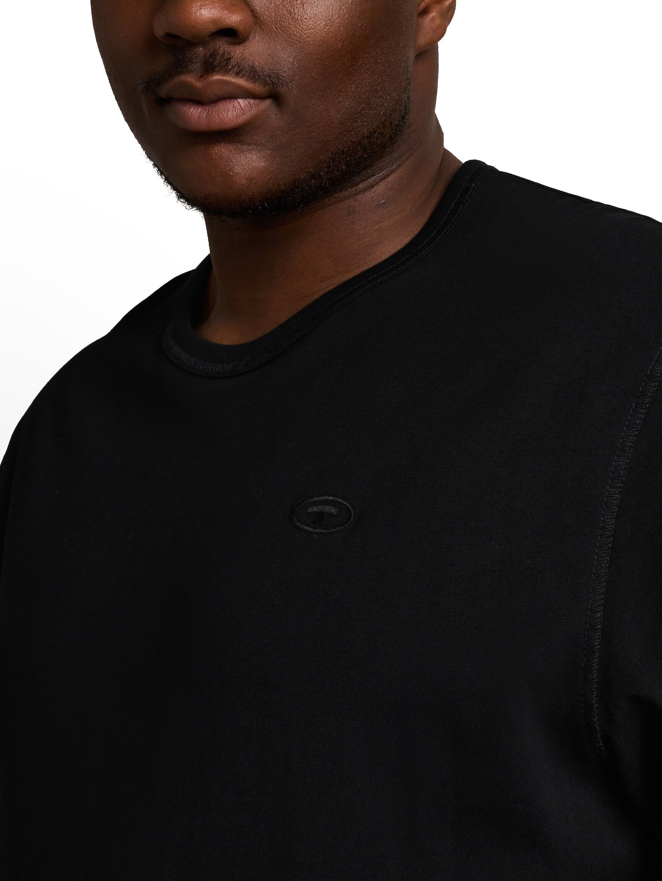 Langarmshirt TOM TAILOR PLUS, Herren, Gr. 5XL, schwarz, Single Jersey, Obermaterial: 100% Baumwolle, unifarben, bequem hüftbedeckend, Rundhals, Shirts Langarmshirt, Grosse Grössen schwarz 5XL