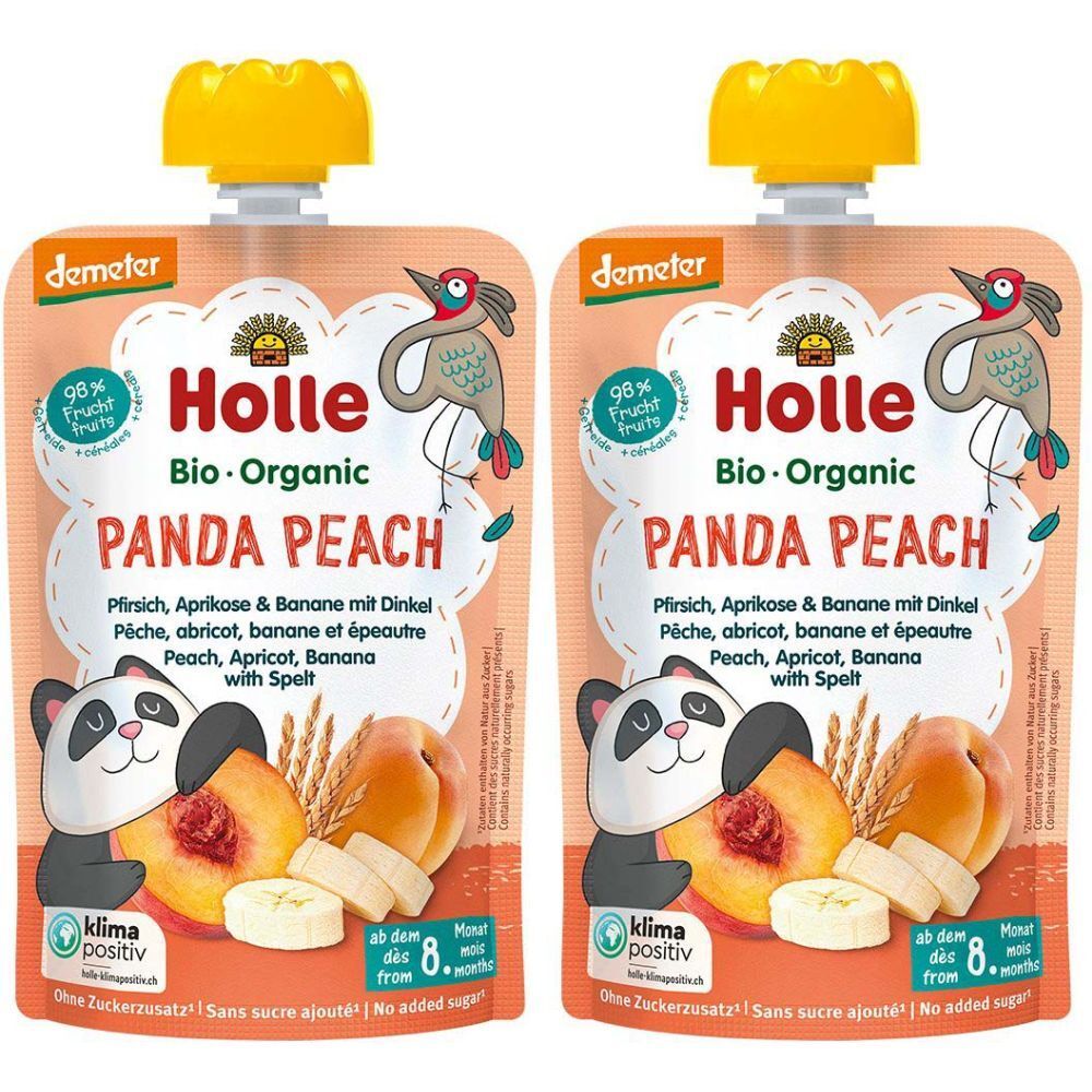 Holle Panda Peach Pouchy Pfir Apri Bana Dink 100 g x2 2x100 Trinklösung