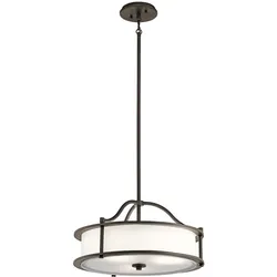 Pendelleuchte Deckenlampe Hängeleuchte Stahl Zinn D 45,7 cm Esszimmerleuchte