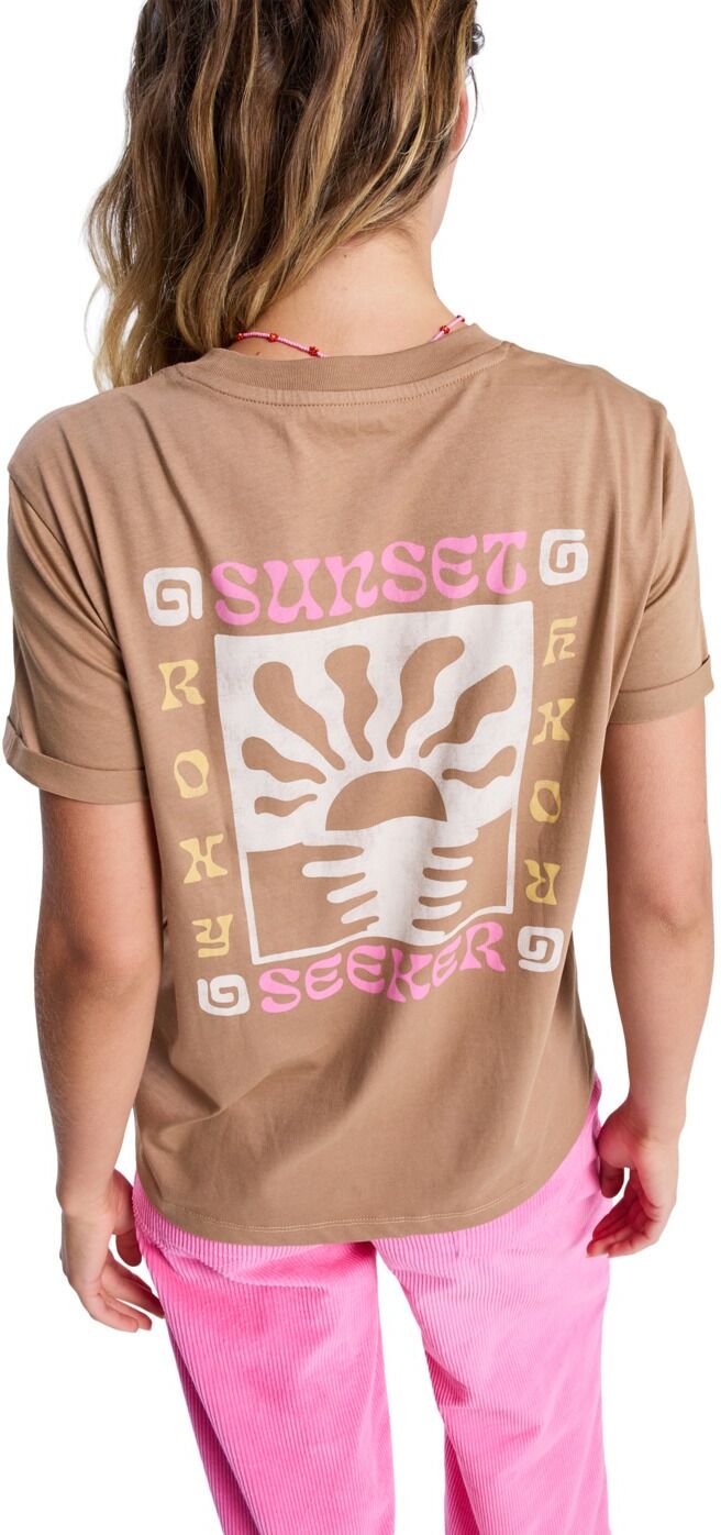T-Shirt ROXY "Oceanregular Poster", Damen, Gr. M, beige (woodsmoke), Obermaterial: 100% Baumwolle., Shirts T-Shirt