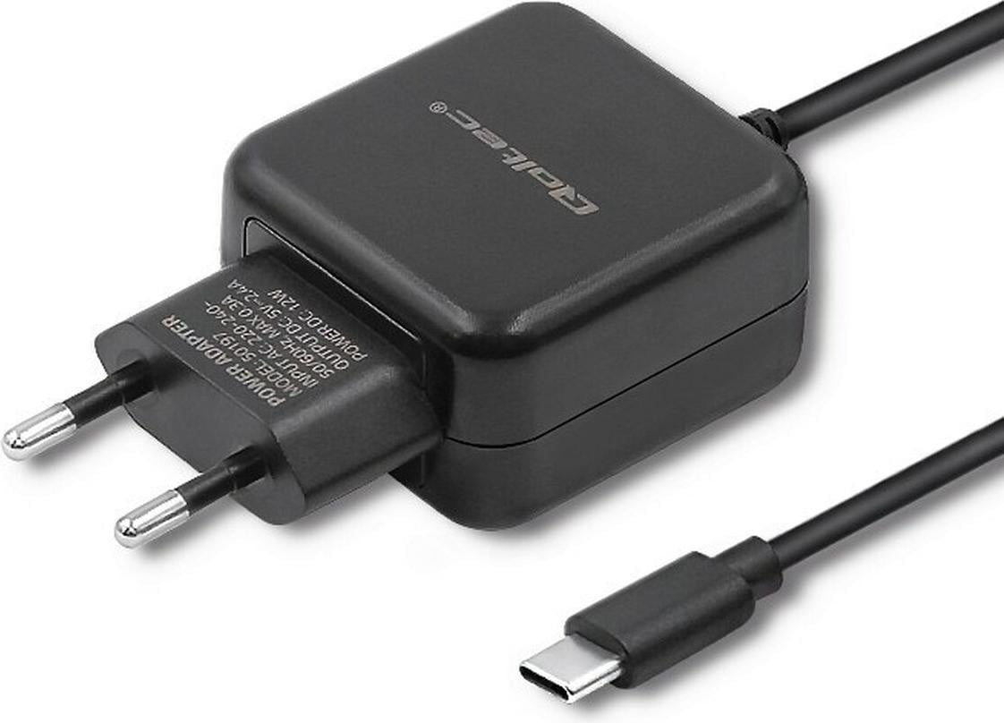 Qoltec 50197 USB Type C oplader 12W 5V 2.4A Zwart