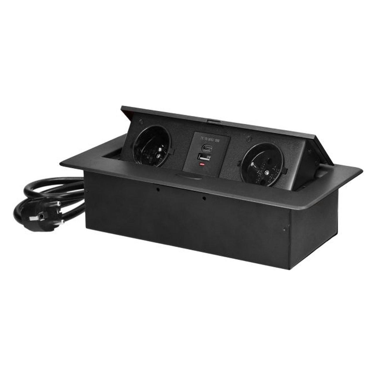 Orno Pop-Up-Schreibtischsteckdose mit USB-A und USB-C (2x, CEE 7/3, USB-A, USB-C, 1.50 m) (39044728)