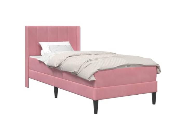 TUERYAFEK Samtbett Mit Kopfteil 80x200 Rosa Mit Matratze, Taschenfedern, Lattenrost, Sperrholz-Kopfteil, pflegeleicht