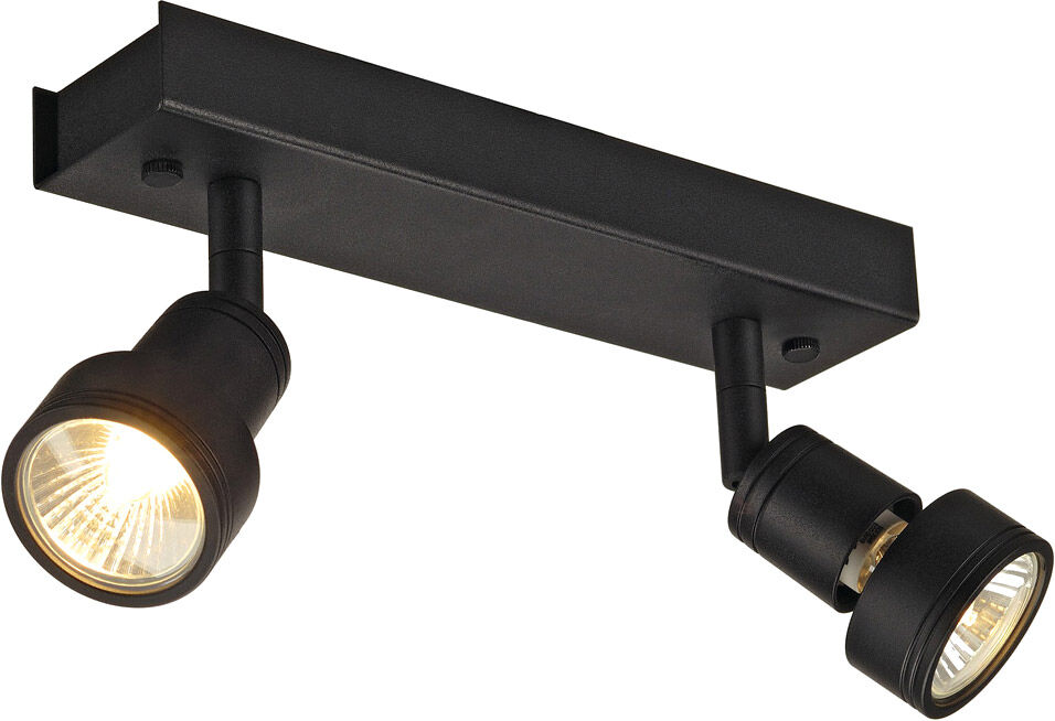 Slv Puri 2 Deckenleuchte, Matt- Schwarz, 2xgu10, Max. 2x50w, Mit Decoring - Wand- Und Deckenleuchten