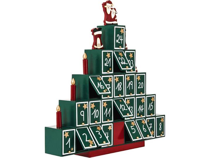 Spielwerk Adventskalender Pyramide – 24 Vakjes - 45x45x7cm - Groen