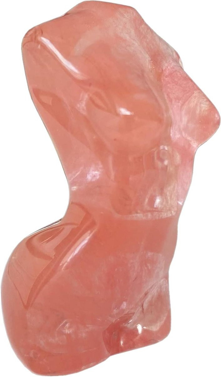 Kristallen Vrouwenfiguur van Natuurlijk Roze Kwarts - Decoratieve Sculptuur voor op Tafel