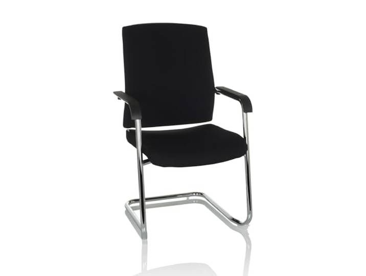 hjh OFFICE Besucherstuhl Freischwinger LEVIA VP Schwingstuhl mit Armlehnen, gepolstert, stapelbar, Stoff Schwarz 820030