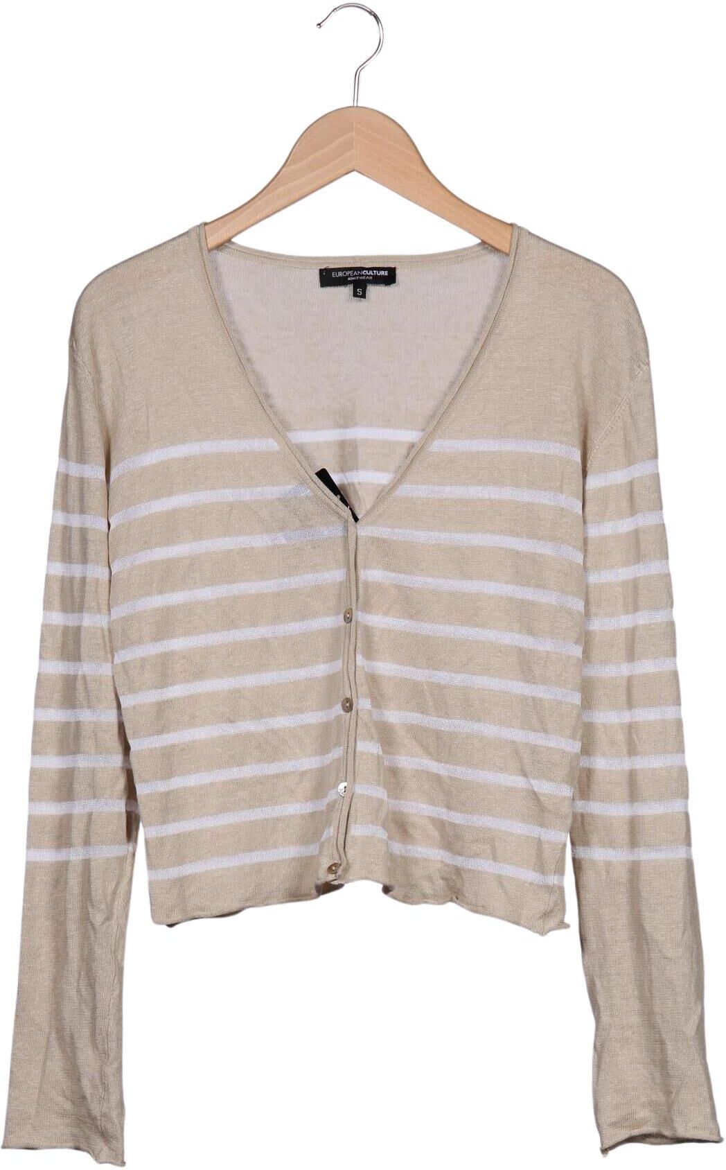 European Culture Damen Strickjacke, Beige, Gr. S, Baumwolle / Leinen - Second Hand