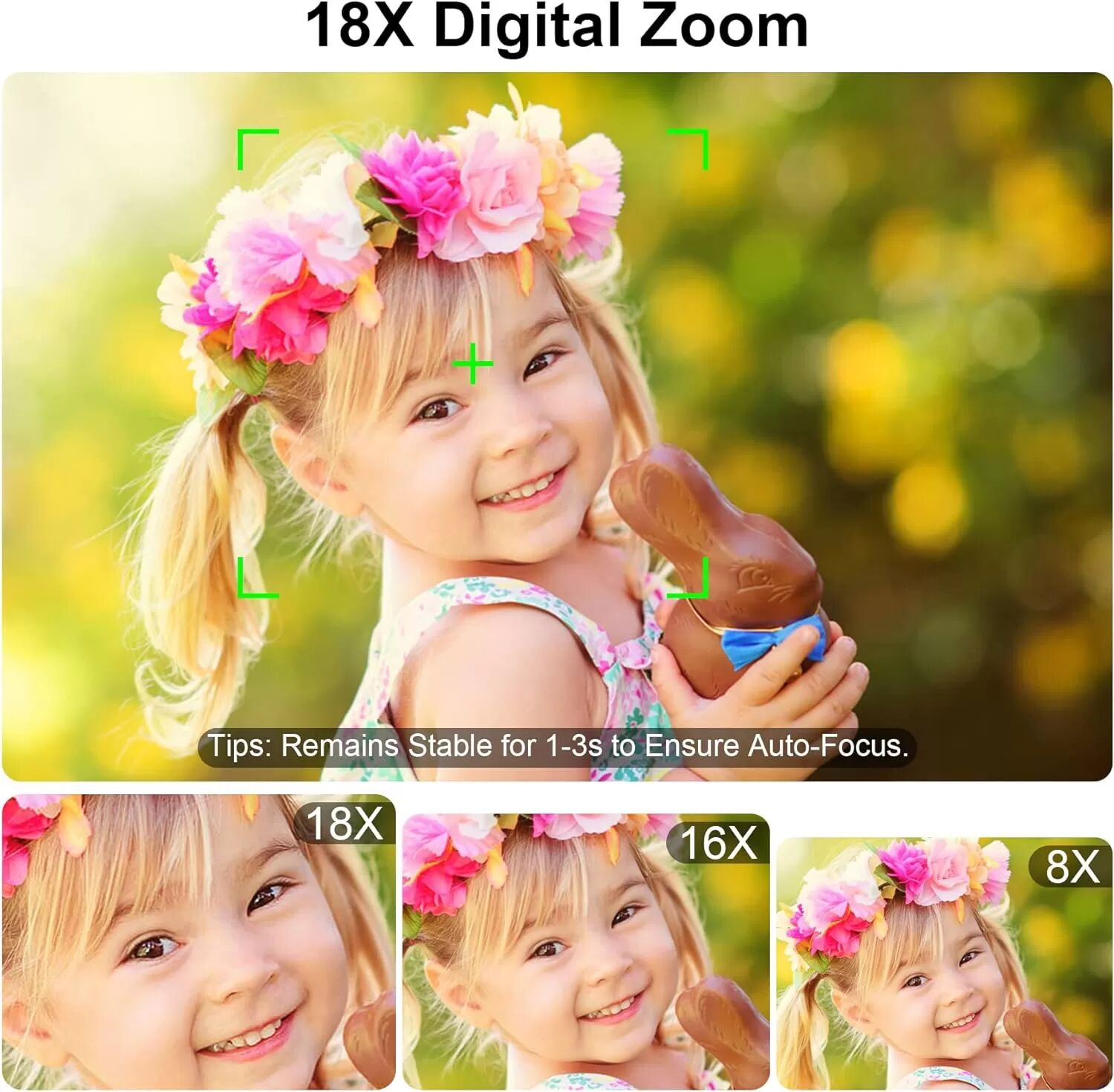 INF Digitalkamera 4K/48 MP/18-facher Digitalzoom/Stabilisierung/Autofokus/Dual-Kamera Rosa