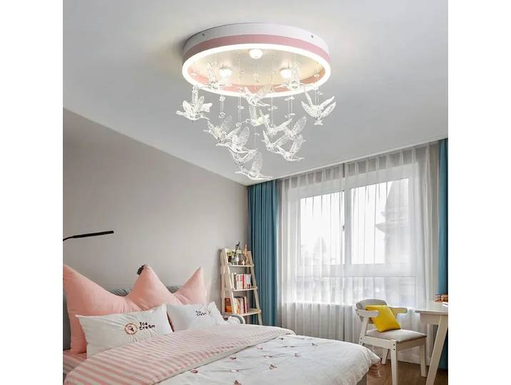 SANDYHA Moderne De Luxe LED Plafonnier Créatif Birdie Danse Fille Design pour Chambre Enfants Chambre Décor À La Maison Éclairage Romantique