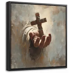 LEINWAND Bilder mit Rahmen - Abstrakt - Kreuz - Hand - Christentum - 20x20